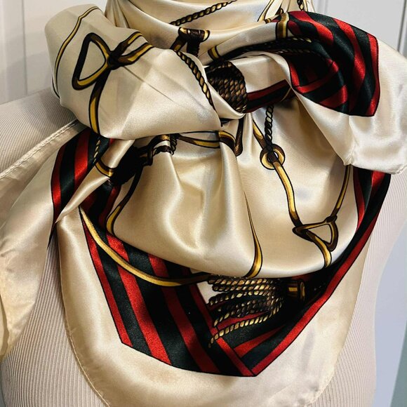 New Equestrian-Inspired Scarf — Faux Silk, 90×90 cm (Modern Chinese Classic) - Picture 7 of 7